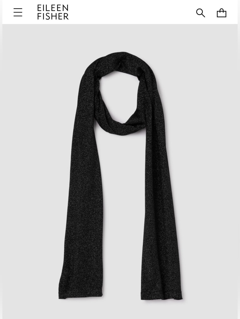 Eileen Fisher Black Metallic Men's Scarf Merino Wool